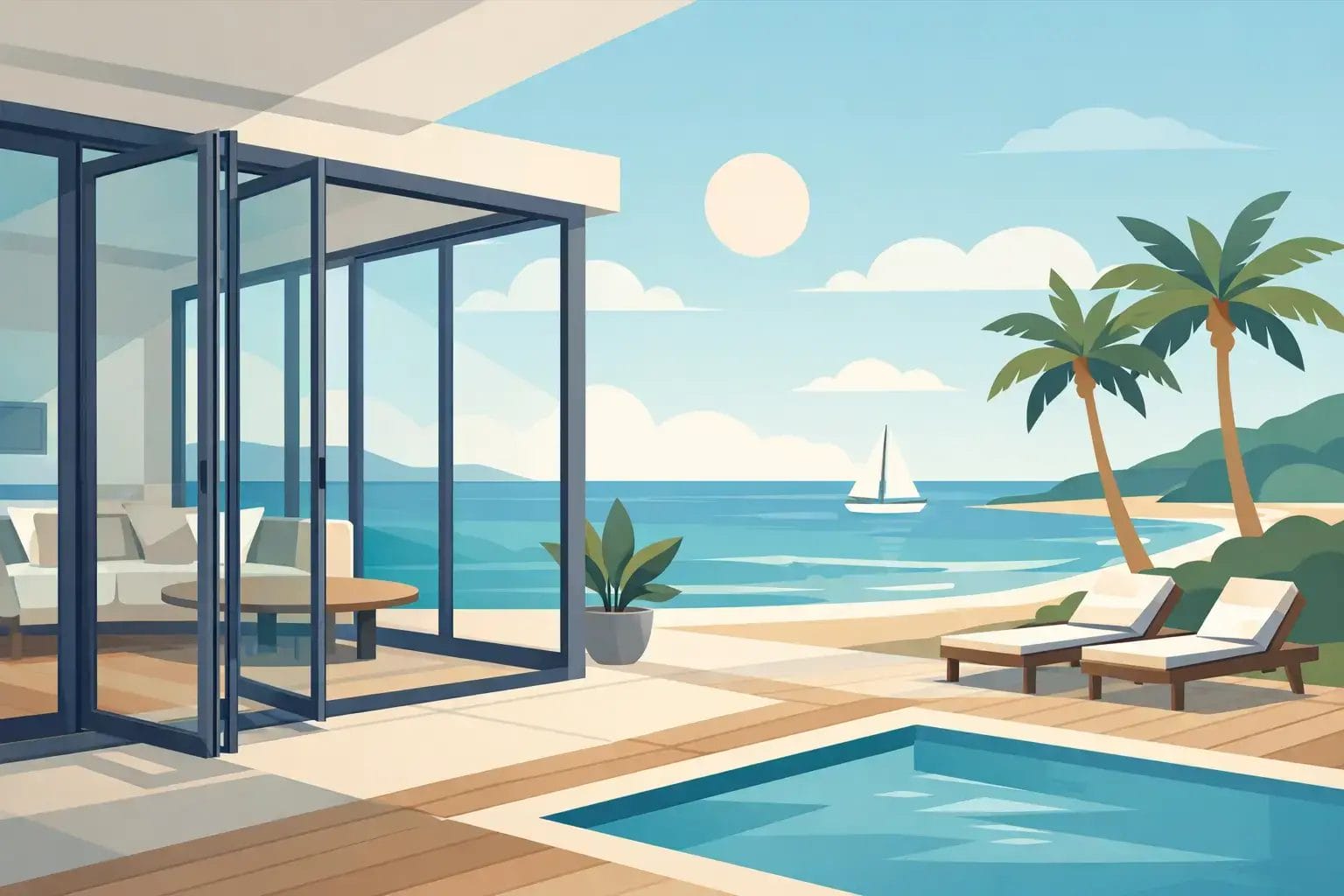 Multi Panel Folding Glass Doors for Coastal Homes